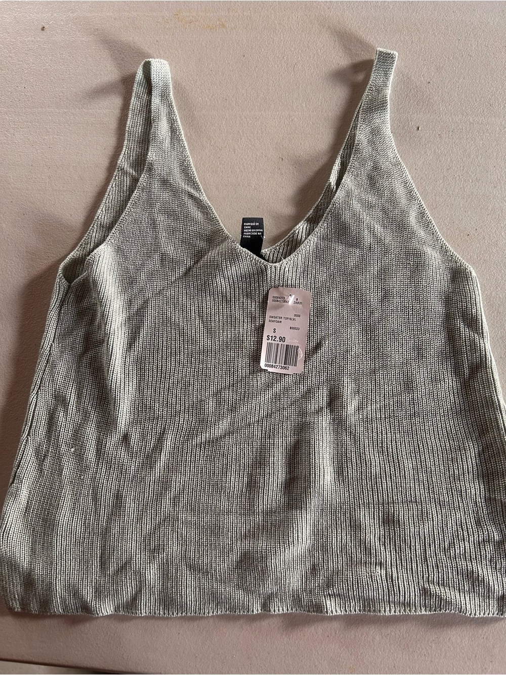 Forever 21 Light Sage Ribbed V-Neck Tank
